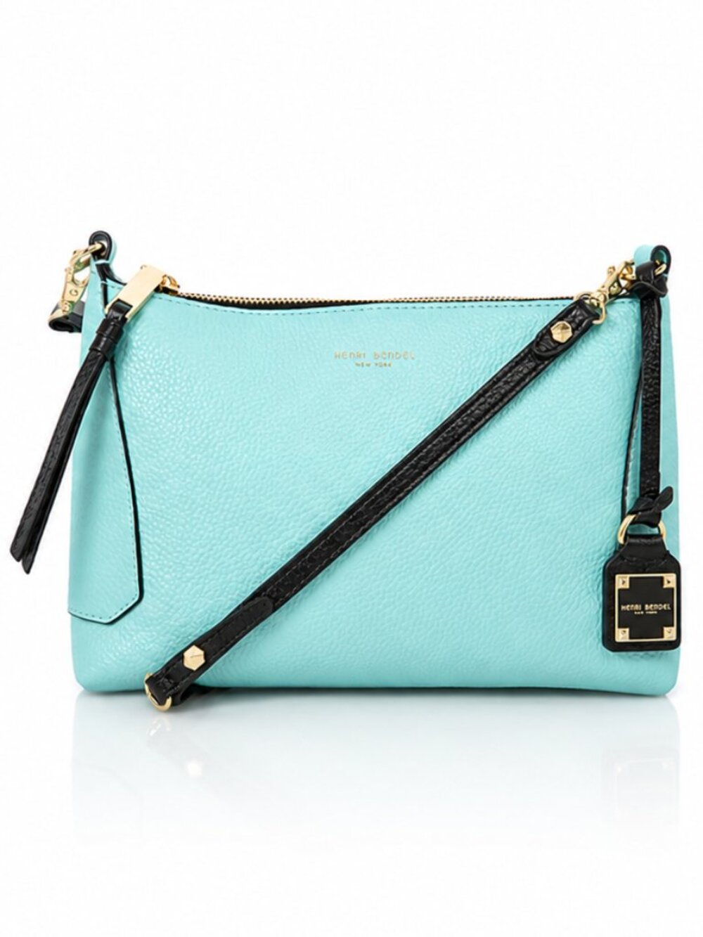 HENRI BENDEL Leather Crossbody Bag Morning Sky Ciel Blue